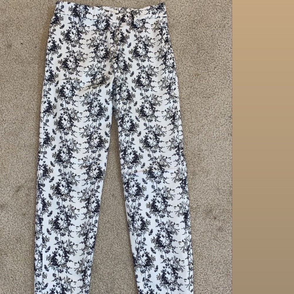 white patterned pants